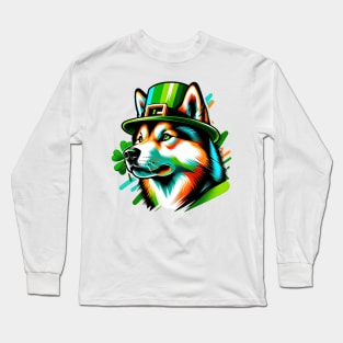 Shikoku Dog Celebrates Saint Patrick's Day in Style Long Sleeve T-Shirt